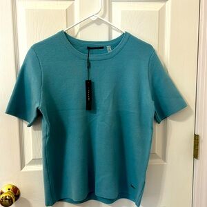 NWT T Tahari short sleeve sweater in azure, size M